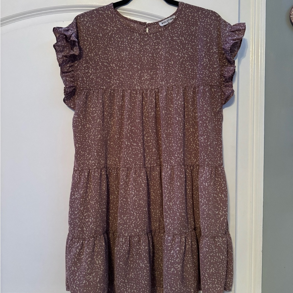 Purple Ruffle Sleeve Women’s Dress